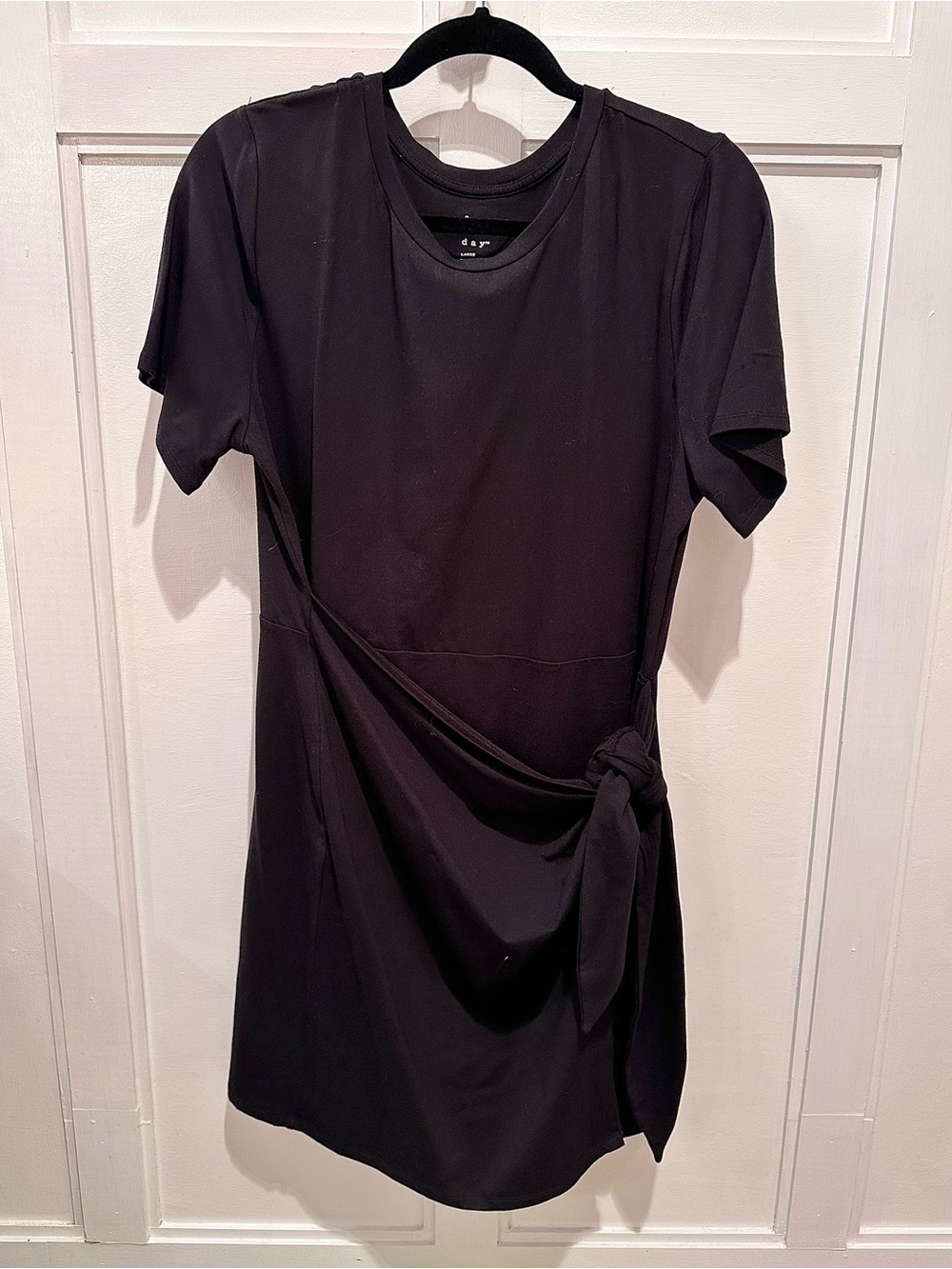 a new day Black Crewneck Short Sleeve Side Tie Dress